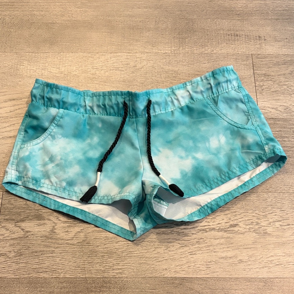 Lagaci Aqua Tie-Dye Athletic Shorts